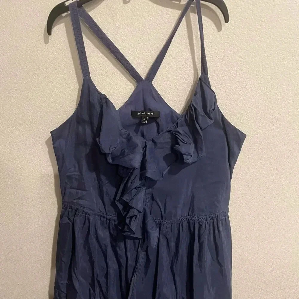 Naked zebra ruffles silk blend dress size‎ Small